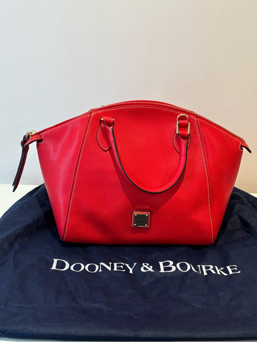 Dooney & Bourke Red Leather Sydney Satchel with Gold Hardware NWT